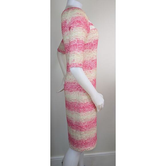 Teri Jon Rickie Freeman Sheath Dress Size 10 Pink Beige Textured Striped Coastal - Picture 6 of 11
